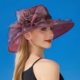 thumbnail image 2 of HJYCHN Elegant Womens Wide Brim Sun Hat Floral Design Summer Beach Dress Hat for Outdoor Wedding Shower One Size, 2 of 7