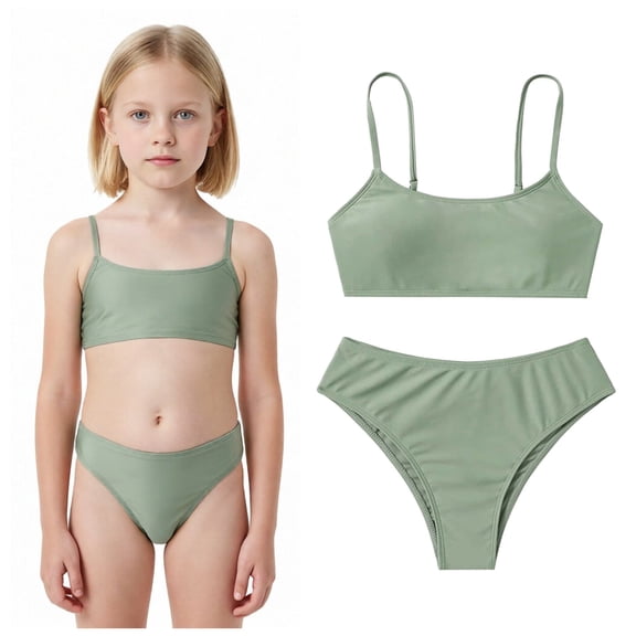 Swimsuit for Girls Adjustable Straps Two Piece Girls' Swimwear with Chest Pad Beach Sport 12 Years