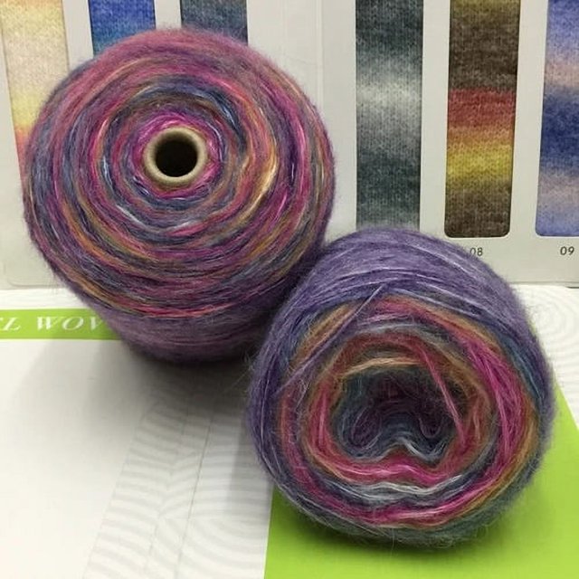 500g Rainbow Gradient Color Sprayed Mohair Yarn Segment Dyed Rainbow Puffy Yarn Plush Fine Baby Wool Crochet Hand Knitting Line