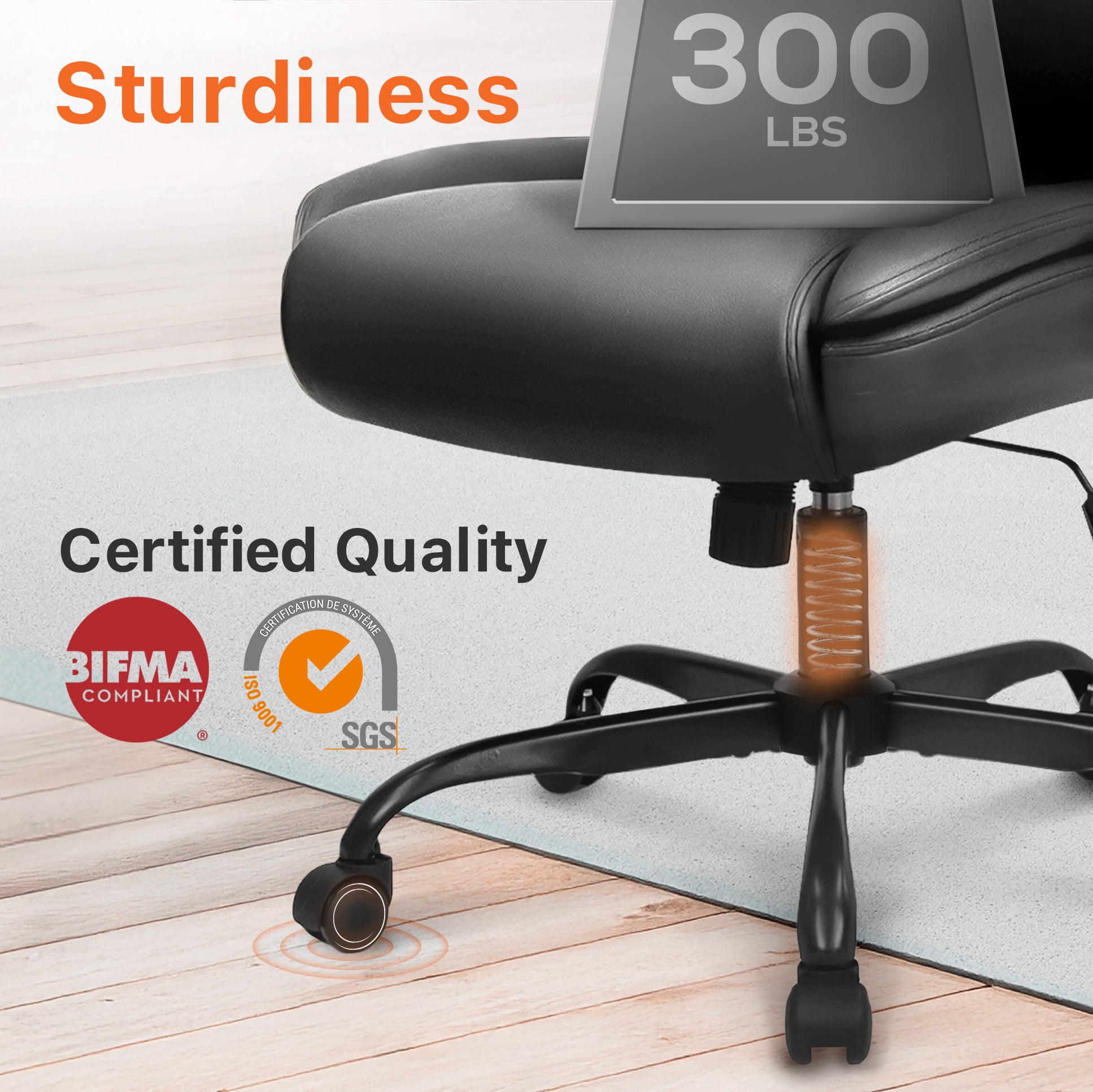 NEO CHAIR Ergonomic Office Desk Gaming Computer Chair Executive High Back Support Flip-up Arms Adjustable Height Swivel Rolling Wheels Comfy PU Leather for Home (Dark Black)