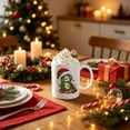 thumbnail image 2 of 11oz Christmas Initial Ceramic Coffee Mug, Festive Green Glitter Letter Design With Santa Hat Holiday Print, White Drinking Cup For Hot Cocoa Tea, Xmas Gift For Household Daily Use, 2 of 7