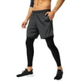 thumbnail image 4 of Active Men's 2-in-1 Athletic Training Shorts with Built-In Compression Leggings and Elastic Waistband - X Large, Gray, 4 of 7