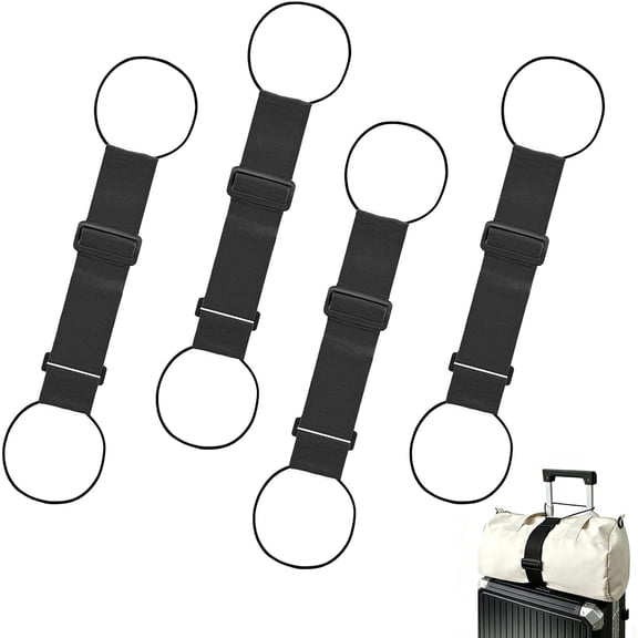 GASTROPOD Multi Use Strong Adjustable Luggage Connector Straps for Suitcases,4 Pack Flexible Luggage Accessories Elastic Fastening Bag Strap (Black-4pcs)