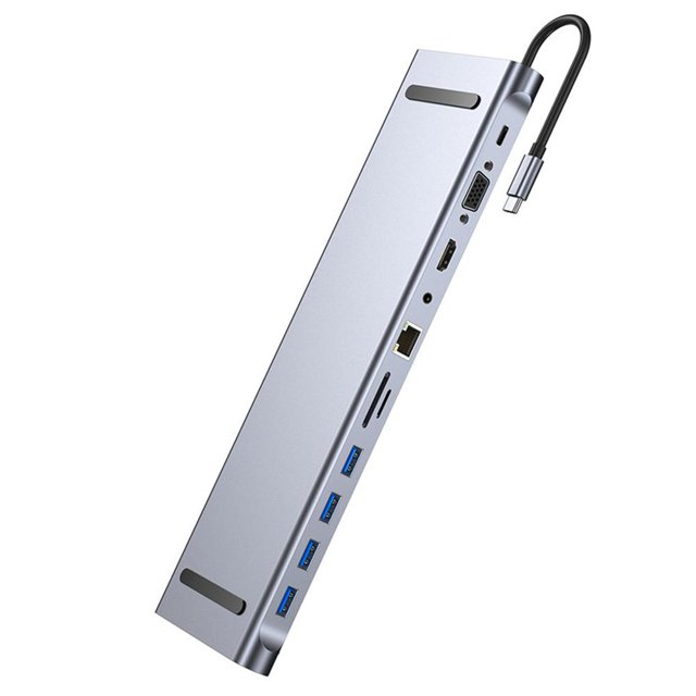 Estación de acoplamiento inteligente 11 en 1 Mini USB3.0 Shunt Hub PD 87W para teléfonos inteligentes Likrtyny Para estrenar
