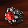 thumbnail image 3 of Mens Stainless Steel Ring with Exaggerated Skull and Yellow Eye Vintage Punk Ring for Men Fashion Ring Cool Ring, 3 of 6