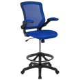 thumbnail image 1 of EMMA + OLIVER Mid-Back Blue Mesh Ergonomic Drafting Chair with Foot Ring and Flip-Up Arms, 1 of 4