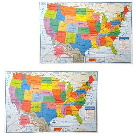 Pack of 2 Superior Mapping Company United States Poster Size Wall Map 40