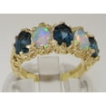 thumbnail image 3 of LBG British Made 9k Yellow Gold Natural London Blue Topaz & Opal Womens Eternity Ring - 33 size options - Size 5.75, 3 of 8