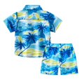 thumbnail image 2 of Boys Hawaiian Outfits Tropical Floral Print Short Sleeve Button Down Shirts and Casual Short Sets Kids Summer Clothes Set for Toddler Little/Big Boys 2-14 Years, 2 of 9