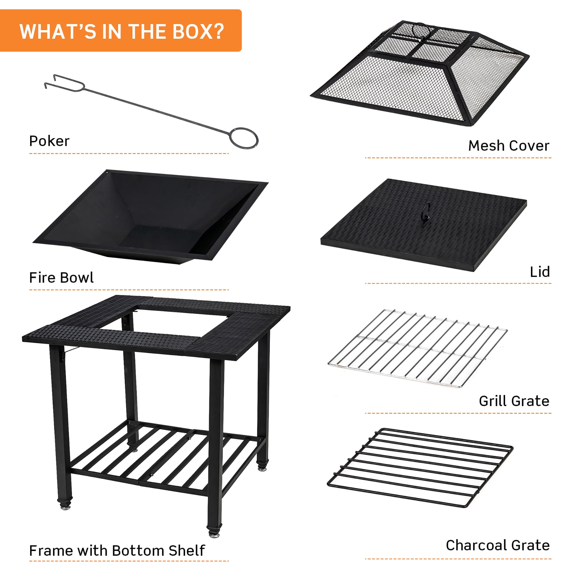 Costway 31'' Outdoor Fire Pit Dining Table Charcoal Wood Burning W/ Cooking BBQ Grate