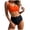 Orange, variant on Women's Twist Front Modest Large Bust Swimsuit Padded High Waisted Ruched Bikini Set Two Piece Bathing Suit (White, L)