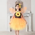 thumbnail image 2 of HABDGIKS Girls Outfits Set Vacation Cartoon Sunflower Rabbit Egg Headband Dress Sweet Role Playing Stage Performance Three Piece Party Clothes, 2 of 7