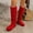 Red, variant on Women's Slouchy Round Toe Mid Calf Boots Soft Sole Faux Suede Pull on Low Heel Boots Fall Winter Casual Footwear Red