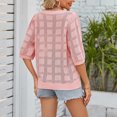 thumbnail image 4 of Pincandy Women's Fashion Summer Tops 3/4 Sleeve Round Neck Tshirts Cute Tunic Loose Fit Pullover Blouses and Basic Tees,Pink,XL, 4 of 5