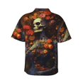 thumbnail image 3 of Daiia Vintage Floral Skull Hawaiian Shirt for Men Gentle Cotton Regular Short Sleeve Casual-3X-Large, 3 of 9