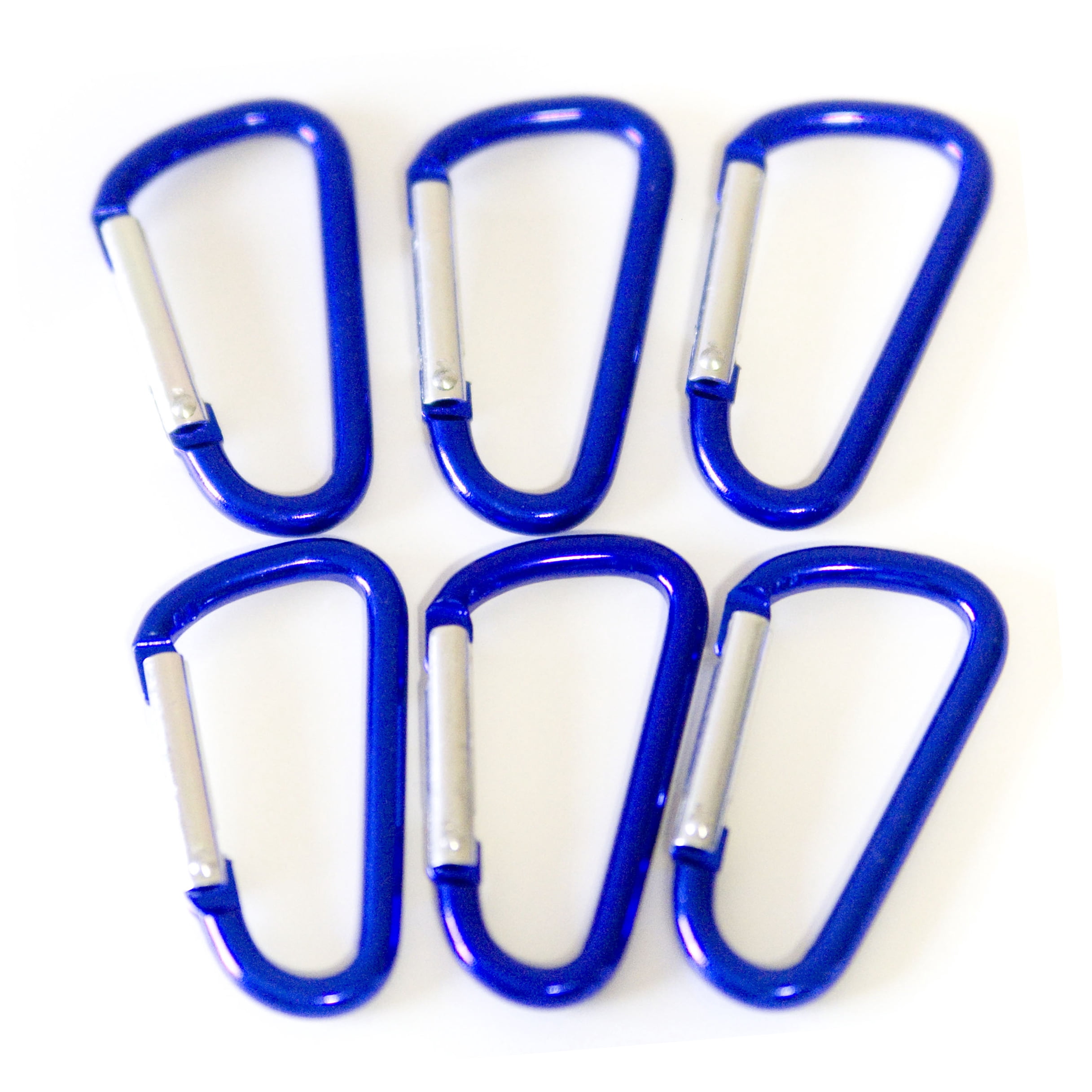 100 pcs - 1-7/8 inch Blue Aluminum Carabiner D Shape Round Edge, Keychain Clip, Spring Snap Key Chain Clip Hook