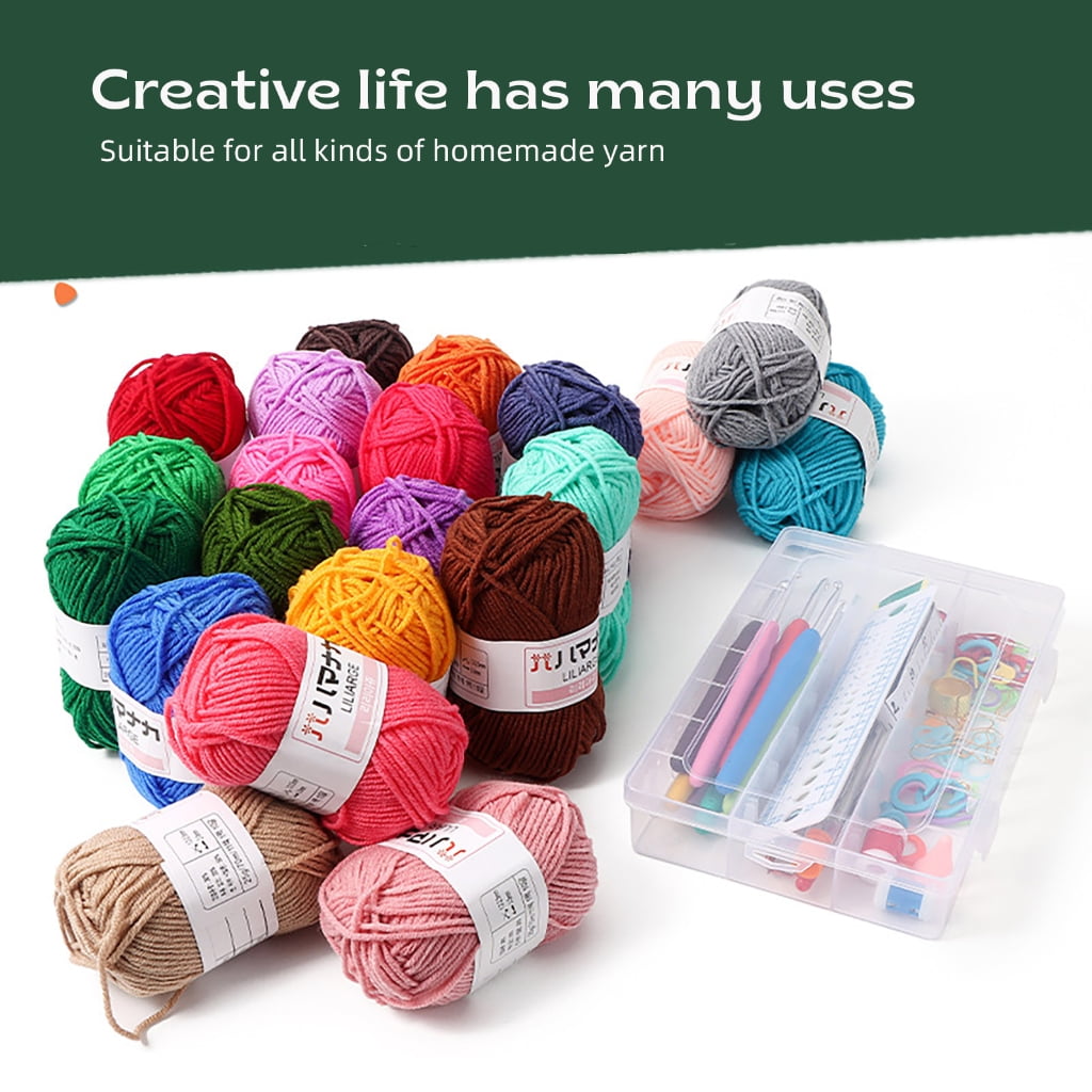 Beginner Crochet Set Includes 9 Size Crochet Hook 40 Color Crochet Yarns Large Eye Needle Knitting Marker Crochet Bag