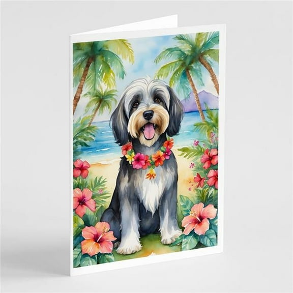 5 x 7 in. Tibetan Terrier Luau Greeting Cards - Pack of 8