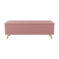 thumbnail image 3 of Storage Ottoman Bench, Modern Corduroy End of Bed Bench with Flip Top Lid and Golden Metal Legs, Comfy Upholstered Entryway Bench with Safety Hinge for Bedroom Living Room, Pink, 3 of 7