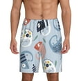 thumbnail image 2 of Rocae Cute Chameleons On Blue for Men's Soft Sleep Pajama Shorts, Waistband and Pockets, 2 of 9