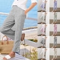 thumbnail image 6 of Casual Pants for Women Drawstring Side Button Straight Leg Summer Pants with Pockets, 6 of 6