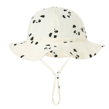

Caoirhny Baby Summer Bucket Hat Sun Protection Infant Wide Brim Fisherman Hat with Chin Strap