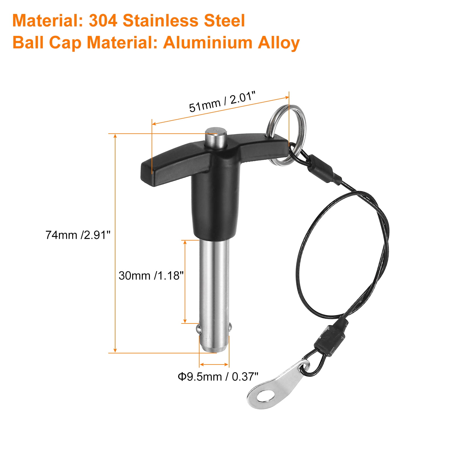 Uxcell 4Pack T Handle Lock Pins, 9.5mm x 30mm Usage Length Stainless Steel Push-Button Quick Release Pin