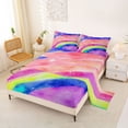 thumbnail image 2 of Manfei Ink Rainbow King Sheets, Bling Galaxy Stars Bedding, Pink Purple, 4 Pieces, 1 Flat Sheet, 1 Fitted Sheet and 2 Pillowcases, 2 of 6