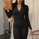 thumbnail image 2 of Women Long Sleeve Bodysuit, Breathable Bodycon Zipper Front Stand Collar Pure Color High Waist Bodysuit For Shopping For Lady ANGGREK Otros, 2 of 6