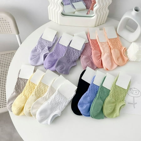 

1 Pair Cotton Women Socks Thin Jacquard Solid Color Boat Socks for Daily Life