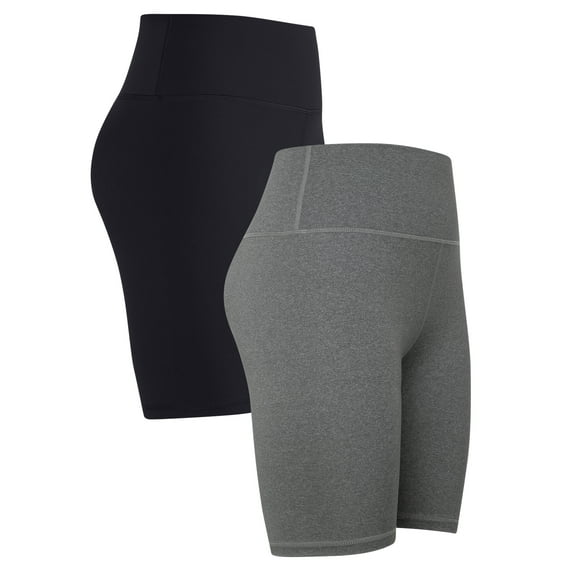 Women's Plus Size Mid Thigh Shorts Leggings Black Grey US Size XL