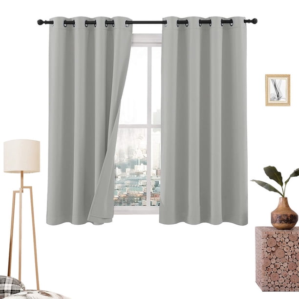 Cortinas Blackout 275cm Ancho X 160cm Alto - En 2 Páneles (Gris Ceniza)