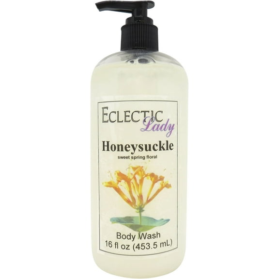 Honeysuckle Body Wash by Eclectic Lady, Liquid Shower Gel for Women and Men, 16 Ounces