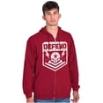 thumbnail image 5 of Defend Freedom Skull Crossbones 2A Zip Up Hoodie Men's Women's Brisco Brands L, 5 of 6