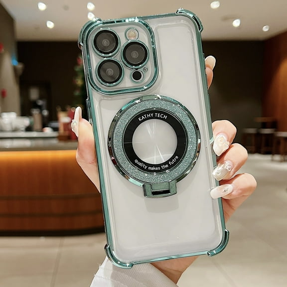 TECH CIRCLE For iPhone 12 Pro Max Magnetic Clear Case Compatible with MagSafe,Luxury Plating Slim Stand Anti-Scratch Shockproof Protective Women Girl Cover for Apple iPhone 12 Pro Max 6.7",Green
