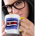thumbnail image 2 of 3drose, Republic of Costa Rica Flag Waving on a Lavender Blue Background, 11oz Two-tone Yellow Mug, 2 of 6