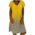 thumbnail image 2 of Homenesgenics Dresses for Women Womens Dresses Summer Women Summer Casual Short Sleeve Loose Dresses Gradient Dress Yellow S, 2 of 9