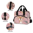 thumbnail image 5 of Lunch Bag Portable Crossbody Meal Bag Cooler Bag Insulated Lunch Bag Food Bag Handheld & Crossbody Design Pink Christmas Closed Eyes Deer, 5 of 6