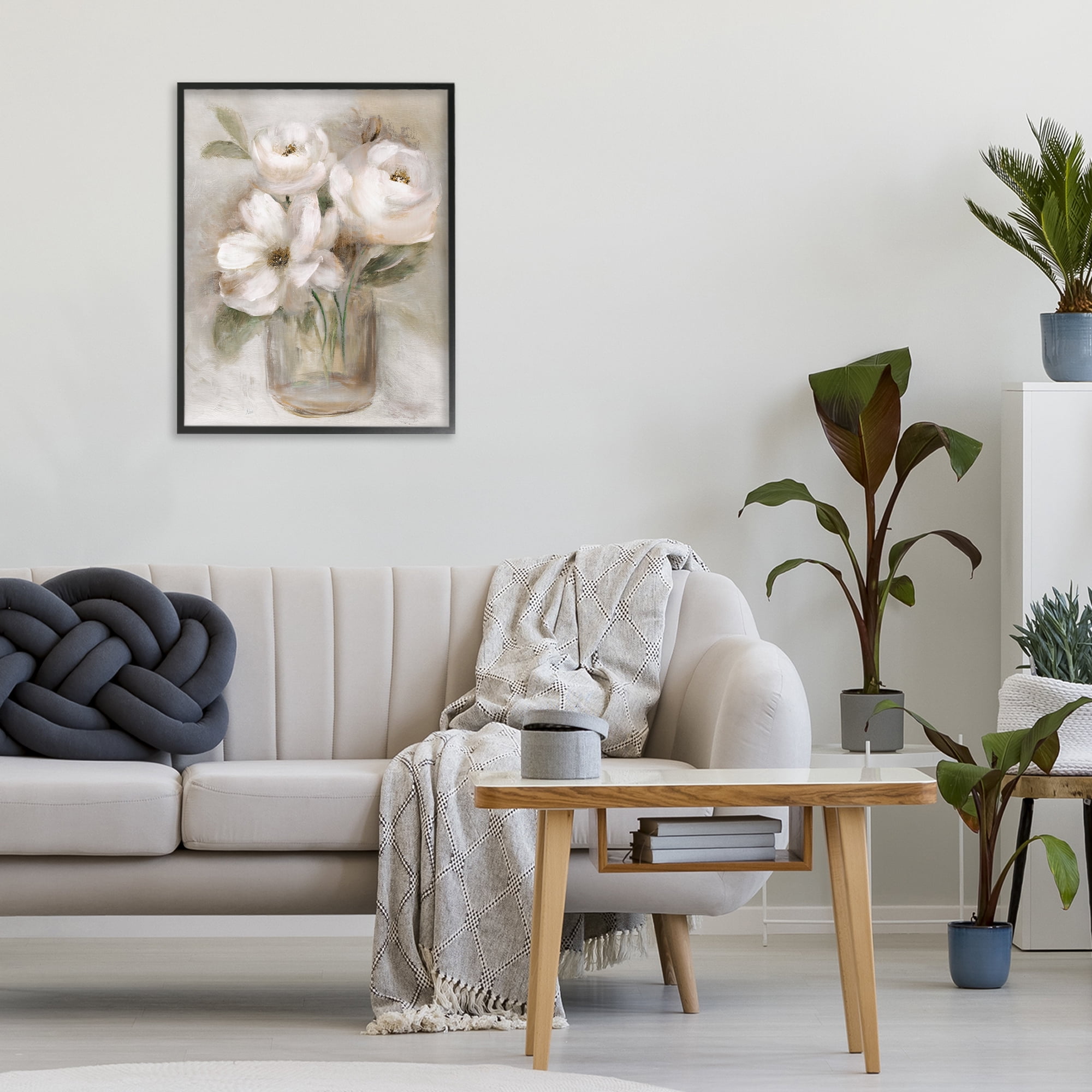 Stupell Industries Soft Brushstroke Roses Black Framed Giclee Art, design by Nan