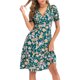 thumbnail image 4 of Vestido de manga corta de playa boho floral de gasa con cuello en V casual para mujer Fridja yut3450, 4 of 8