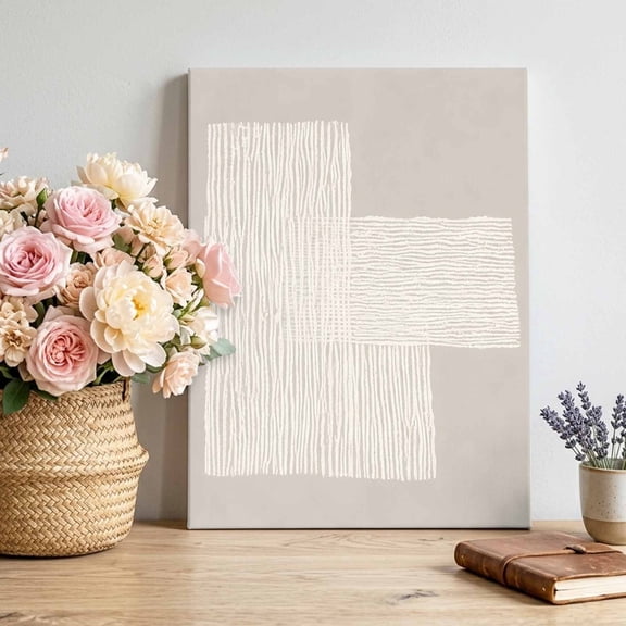 Canvas Wall Art, Modern Lines Framed Canvas Prints for Bedroom Living Room, Boho Abstract Brown Minimalist Art Gallery Wrapped Wall Decor for Home Office, Gifts, 12"x18" Ship Next Day