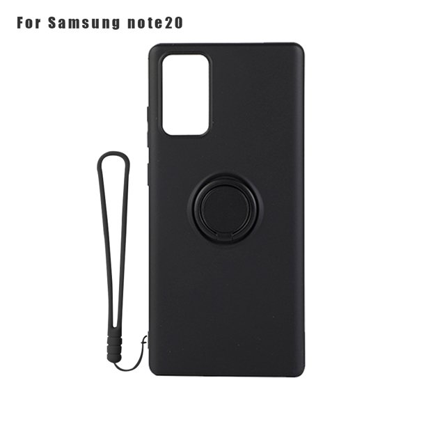 Caja del teléfono Cubierta de TPU para teléfono inteligente Cubierta protectora de soporte de anillo de color a prueba de golpes, Reemplazo para Note 20, Negro AweSitey EL000683-02