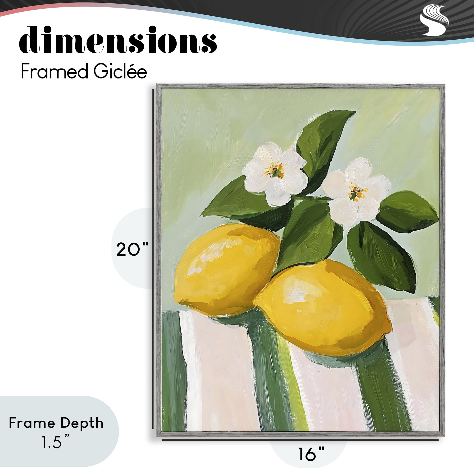 Stupell Industries Lemons And Daisies on Tablecloth Gray Framed Giclee Art, design by The Prints Vibe
