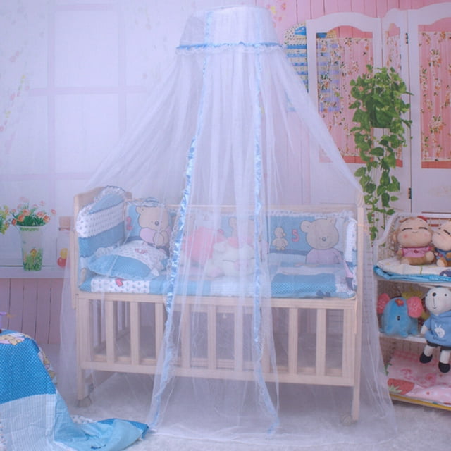 Hi,Fancy Round Mesh Dome Bed Canopy Netting Princess Mosquito Net with Lace Trim for Babies