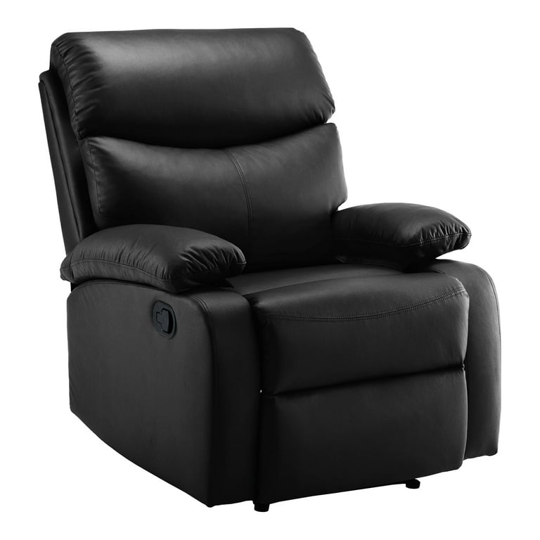 Manual Recliner Chairs for Adults Small Recliners for Small Spaces PU Leather Recliner Chair Single Sofa Living Room Chair for RV Black
