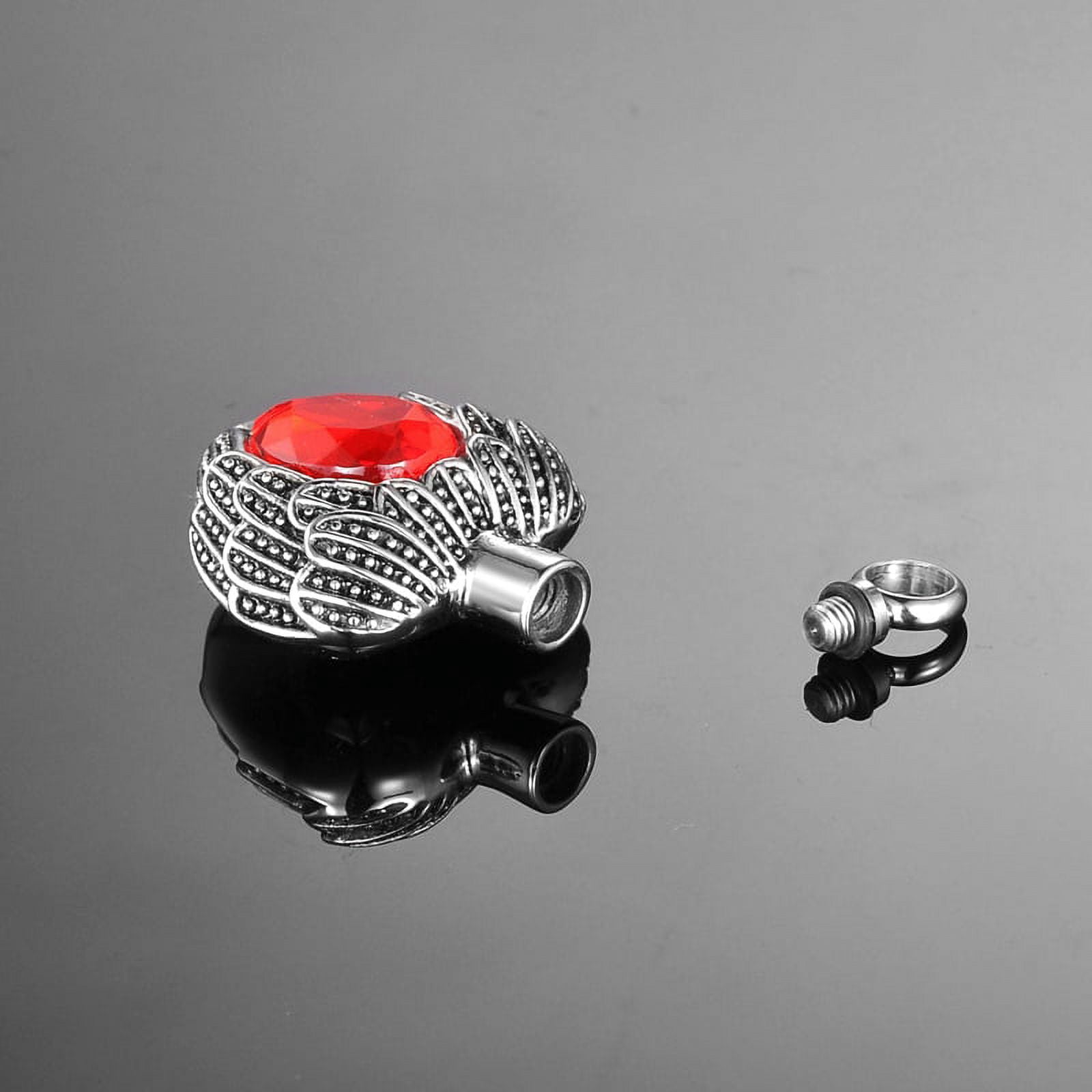 Anavia Cremation Necklace Urn Pendant Memorial Jewelry Angel Birthstone Heart Ashes Container with Free Funnel Kit and Velvet Jewelry Box [July]