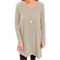 thumbnail image 4 of Sonducket Top de mujer de manga larga de color sólido vestido de otoño con botones laterales divididos suéter con dobladillo irregular Prendas para la parte del cuerpo Beige M Sonducket AP003650-02, 4 of 5
