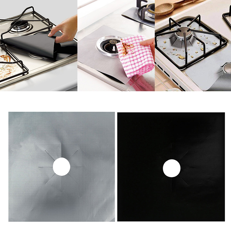 Square Stove Burner Covers, 8 Pack Nonstick Gas Range Protectors Liners, Stove Burner Liner