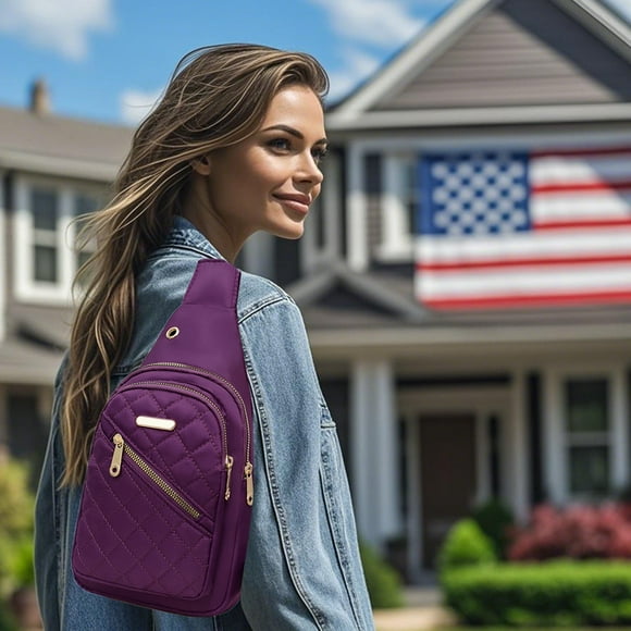 Bolso de Pecho de Viaje para Mujer | Ligero, Impermeable, Cruzado de Tela | Gran Capacidad y Bolsillo Antirrobo | Transpirable con Carga USB | 11.8x6.7x6.3 in | 1 Pieza