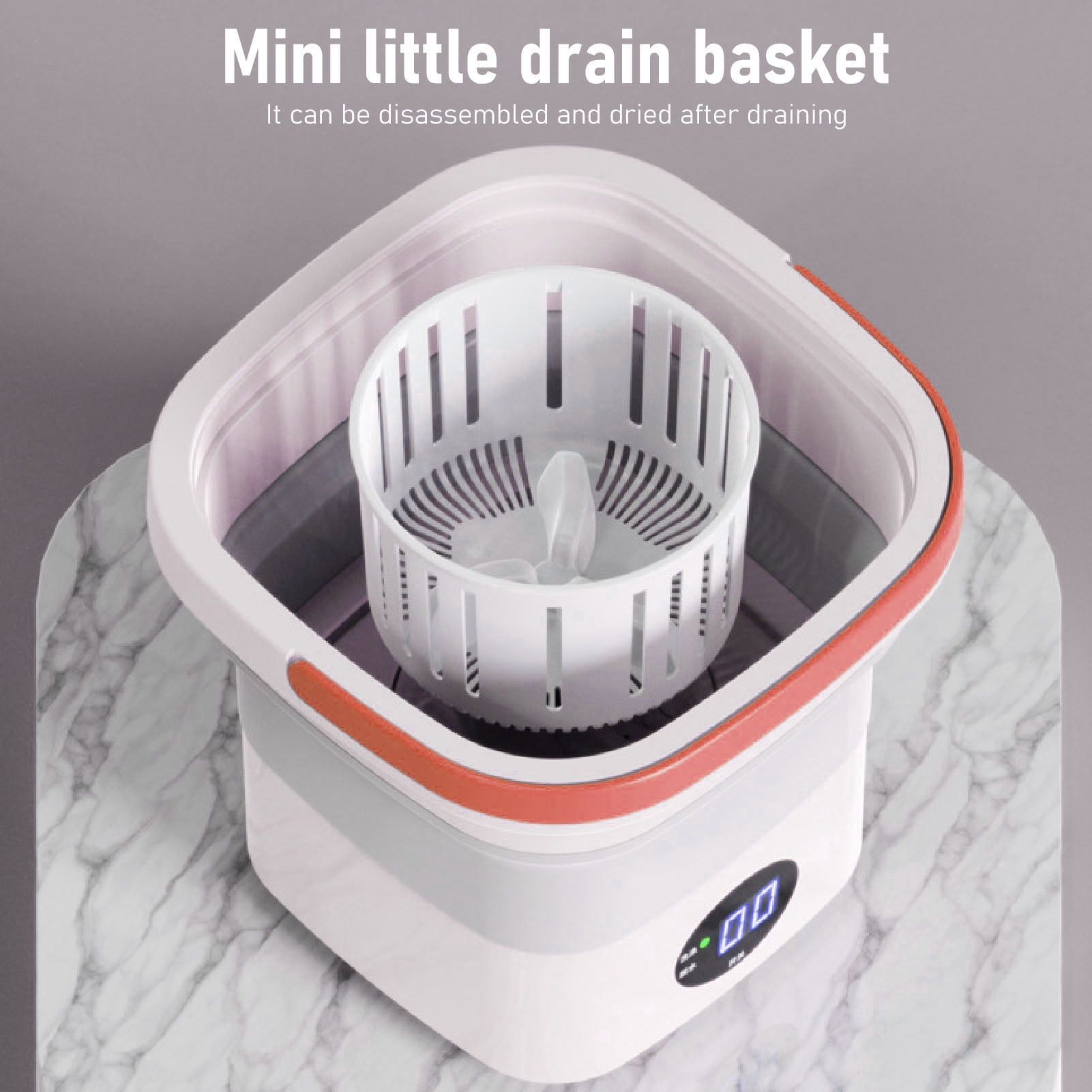 Nieyigj Mini Portable Bucket Washer 6L Foldable Automatic Washing Machine (1.58 Gallon / 6L) with LCD Panel Display for Dorms, RVs, and Travel